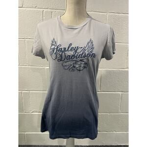 Harley Davidson Women’s Shirt Medium Blue Embroidered Short Sleeve